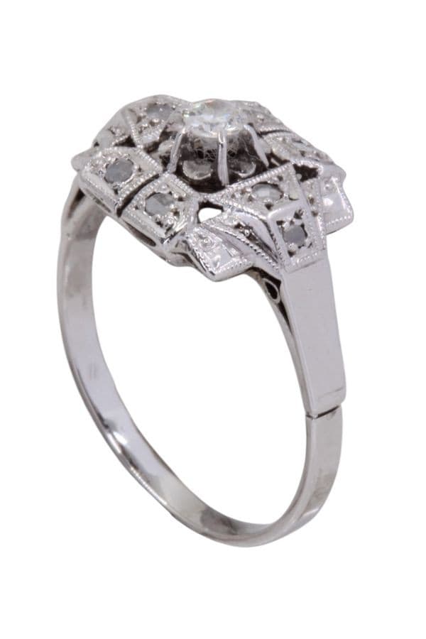 BAGUE ART DÉCO DIAMANTS — vue 4