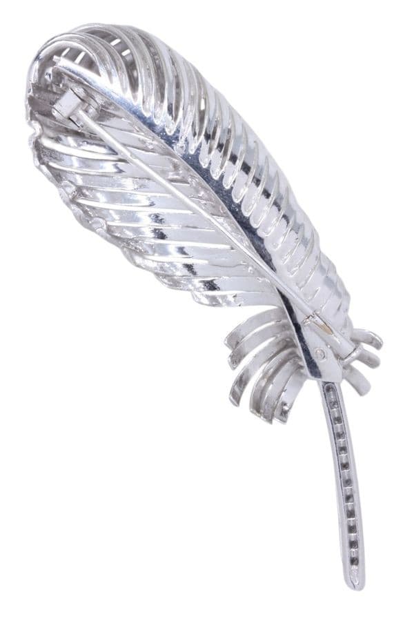 BROCHE PLUME DIAMANTS ANCIENNE — vue 2