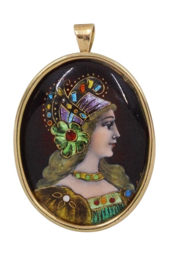 PENDENTIF BROCHE ÉMAIL DE LIMOGES