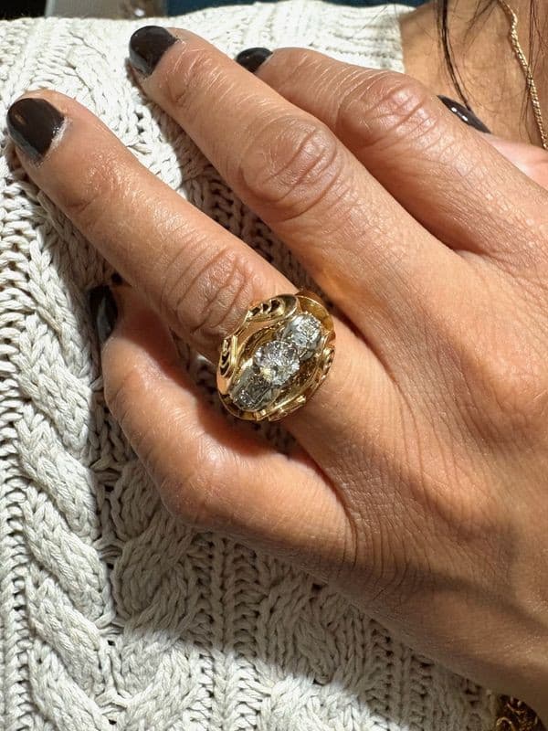 BAGUE DIAMANTS 1950'S — vue 2