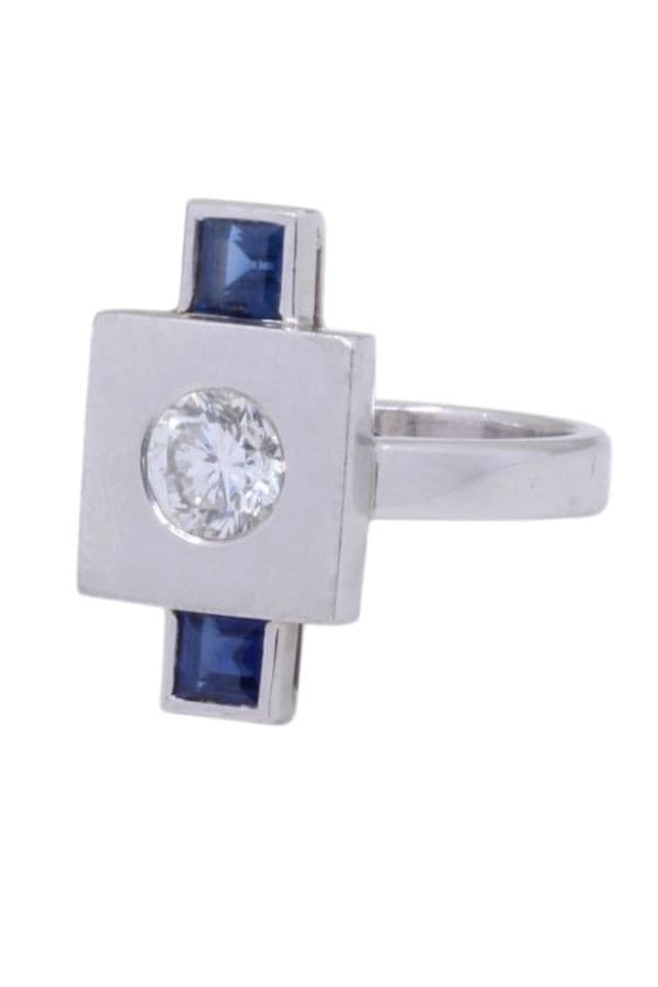BAGUE ART-DÉCO SAPHIRS ET DIAMANT — vue 6
