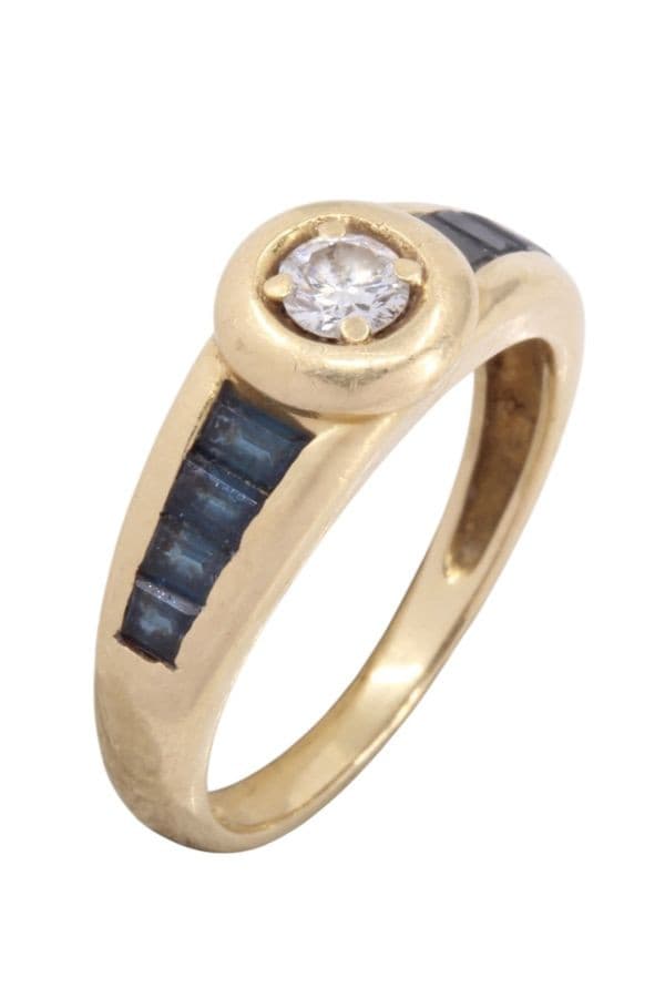 BAGUE MODERNE DIAMANT ET SAPHIRS — vue 3