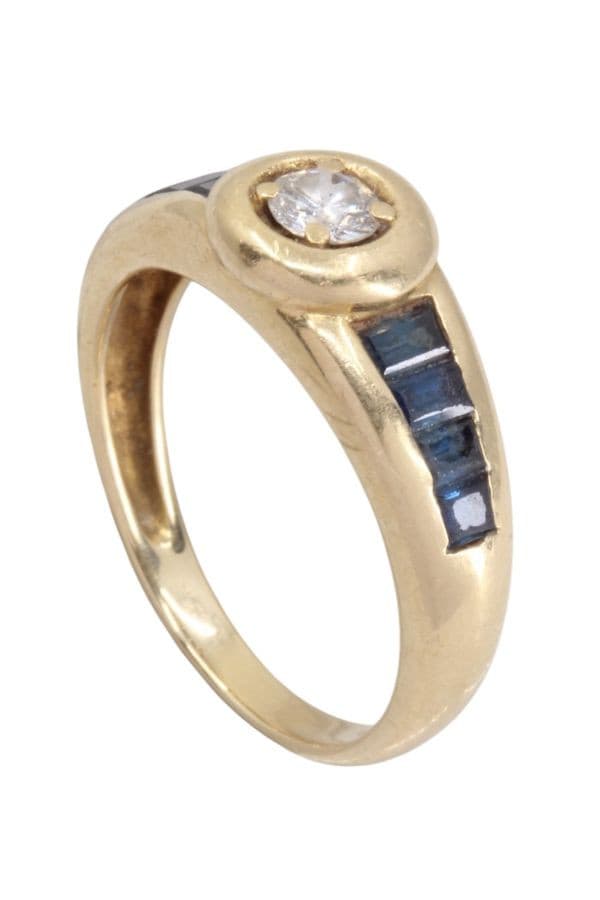 BAGUE MODERNE DIAMANT ET SAPHIRS — vue 4