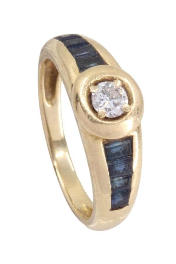 BAGUE MODERNE DIAMANT ET SAPHIRS — vue 5