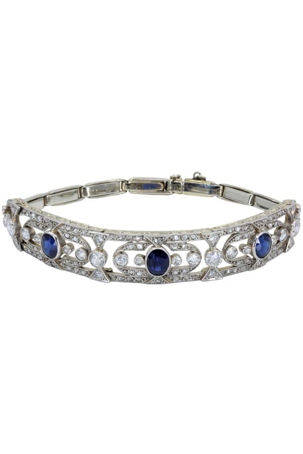 BRACELET ART DÉCO SAPHIRS ET DIAMANTS
