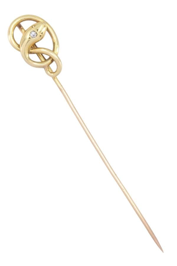 EPINGLE ANCIENNE SERPENT DIAMANT — vue 1