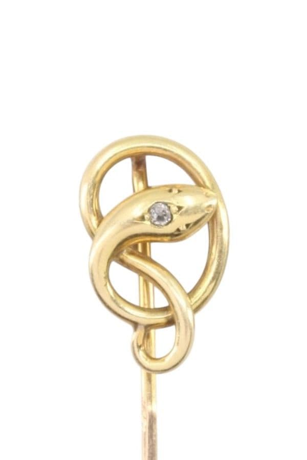 EPINGLE ANCIENNE SERPENT DIAMANT — vue 2