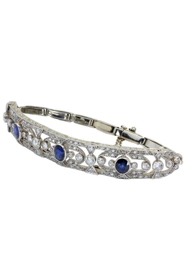 BRACELET ART DÉCO SAPHIRS ET DIAMANTS — vue 4