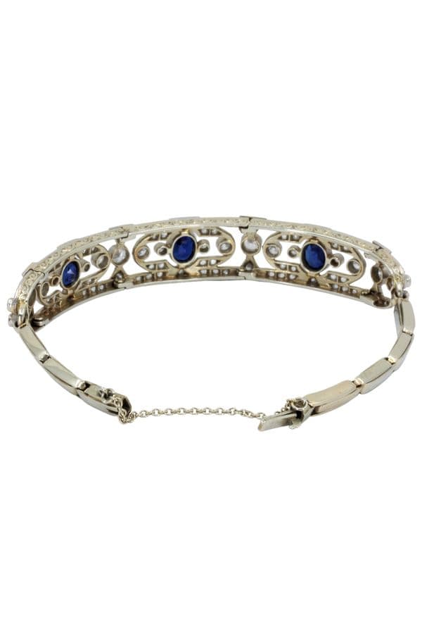 BRACELET ART DÉCO SAPHIRS ET DIAMANTS — vue 5