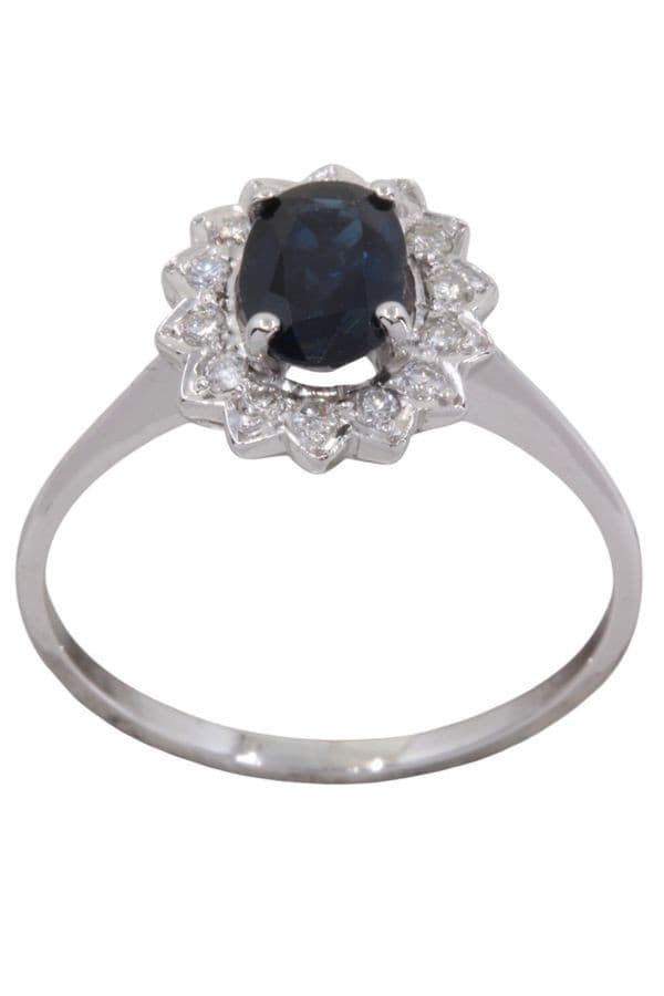BAGUE MARGUERITE SAPHIR ET DIAMANTS — vue 1