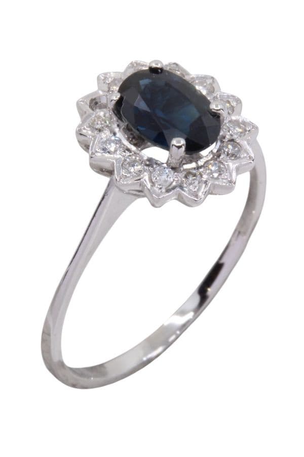 BAGUE MARGUERITE SAPHIR ET DIAMANTS — vue 3