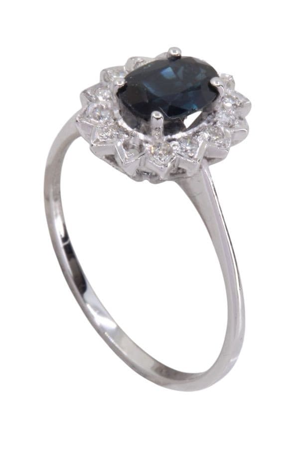 BAGUE MARGUERITE SAPHIR ET DIAMANTS — vue 4
