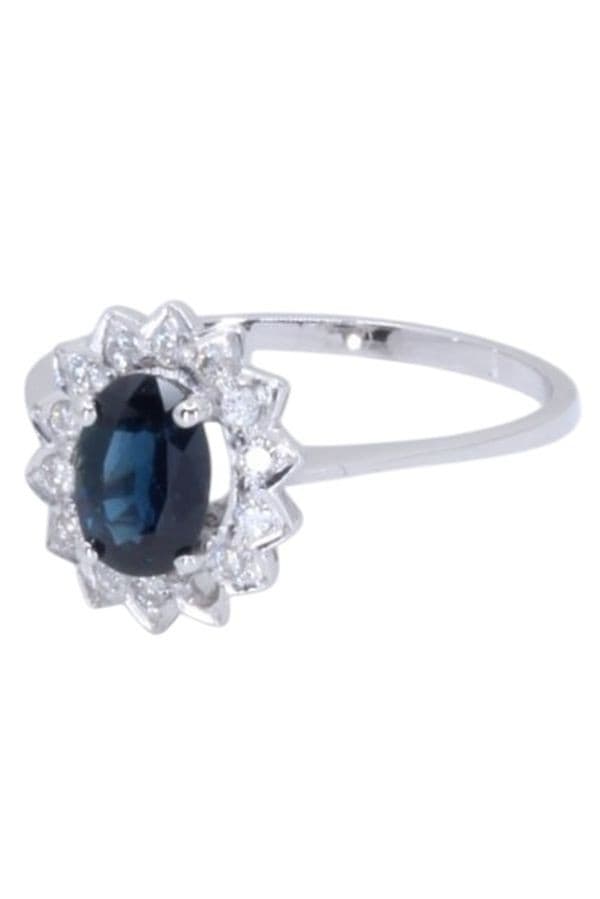 BAGUE MARGUERITE SAPHIR ET DIAMANTS — vue 6