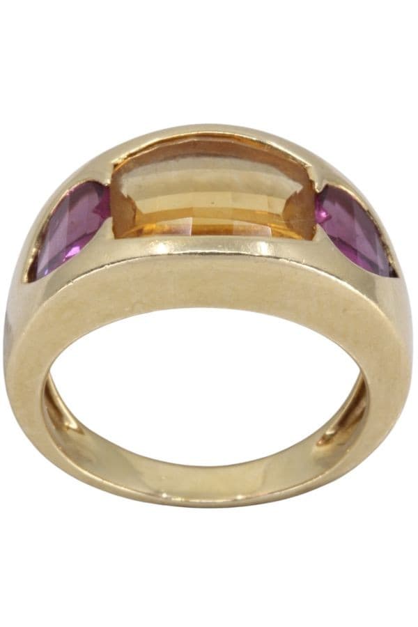 BAGUE MODERNE CITRINE ET GRENAT