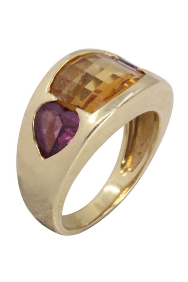 BAGUE MODERNE CITRINE ET GRENAT — vue 3