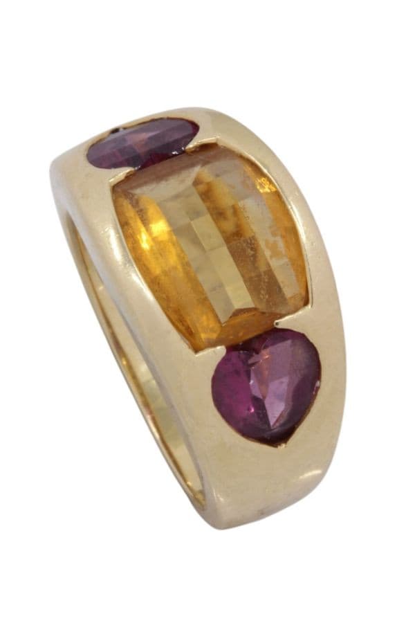 BAGUE MODERNE CITRINE ET GRENAT — vue 5