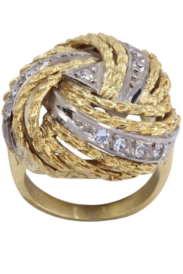 BAGUE 2 ORS DIAMANTS — vue 1