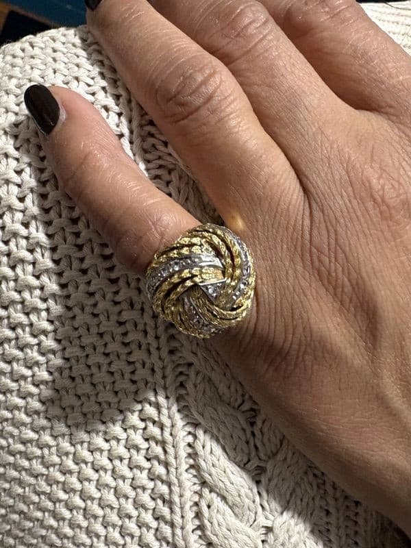 BAGUE 2 ORS DIAMANTS — vue 2