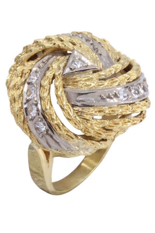 BAGUE 2 ORS DIAMANTS — vue 3