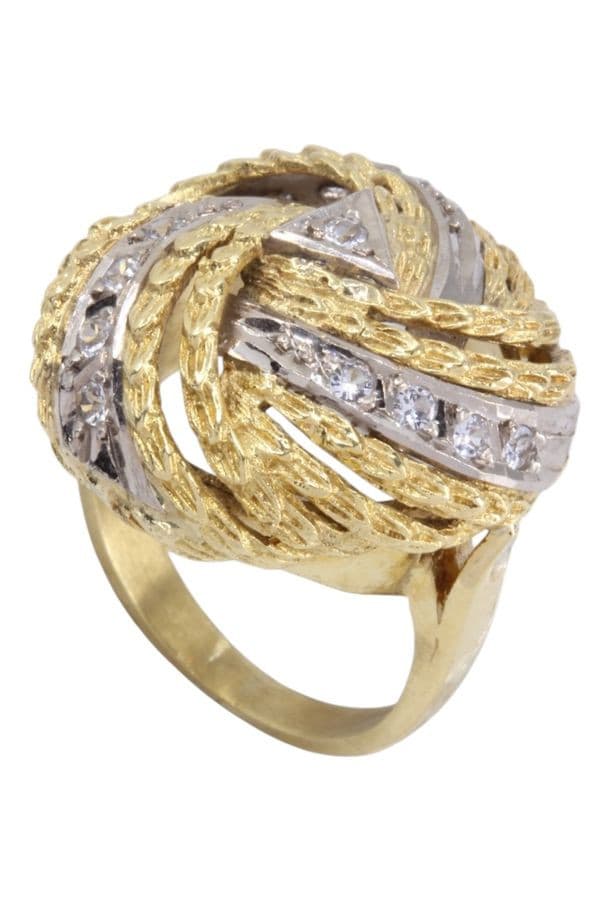 BAGUE 2 ORS DIAMANTS — vue 4