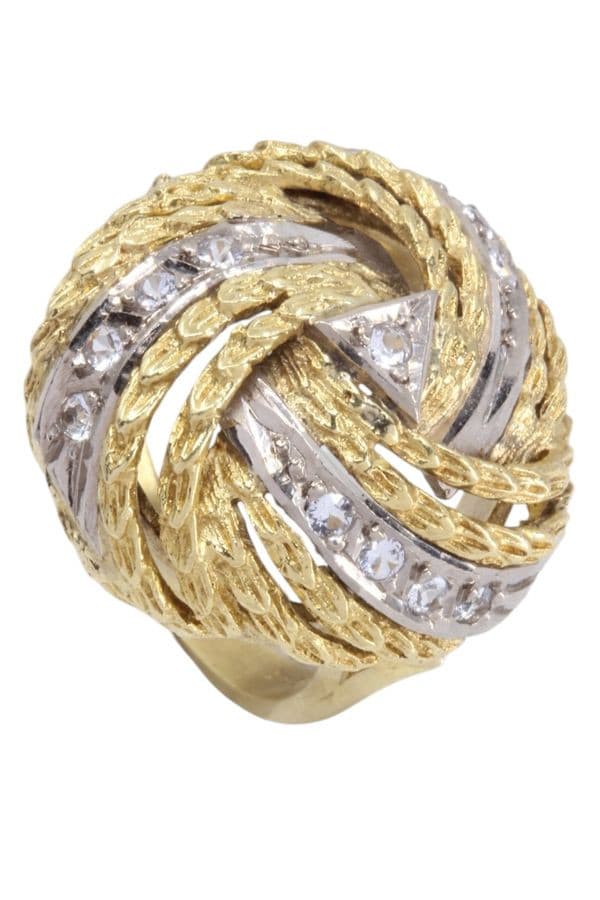 BAGUE 2 ORS DIAMANTS — vue 5