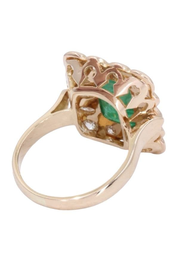 BAGUE MARGUERITE ÉMERAUDE ET DIAMANTS — vue 6