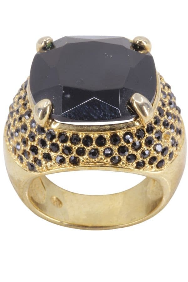 BAGUE FANTAISIE PIERRES NOIRES — vue 1