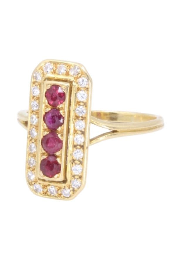 BAGUE RUBIS ENTOURAGE DIAMANTS — vue 5