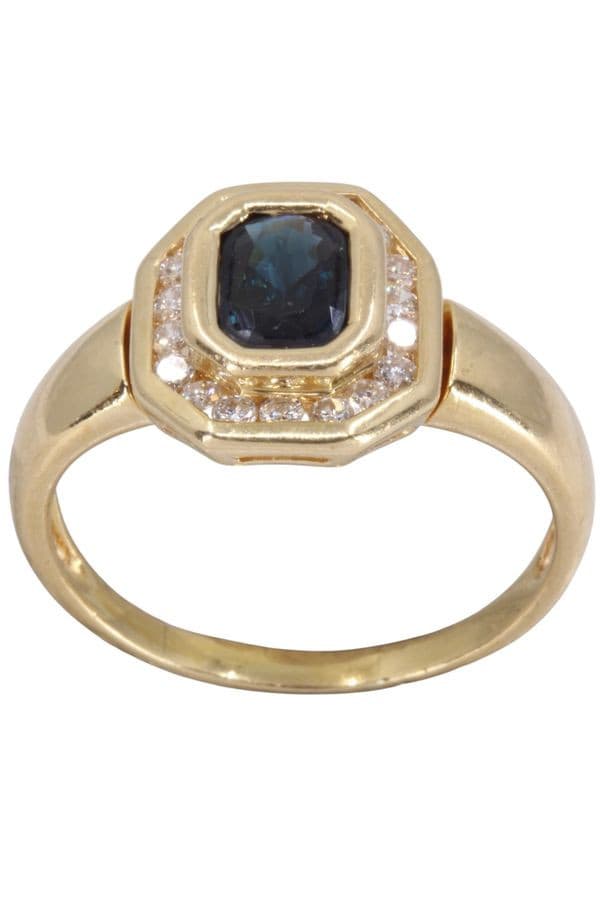BAGUE MODERNE SAPHIR ET DIAMANTS — vue 1