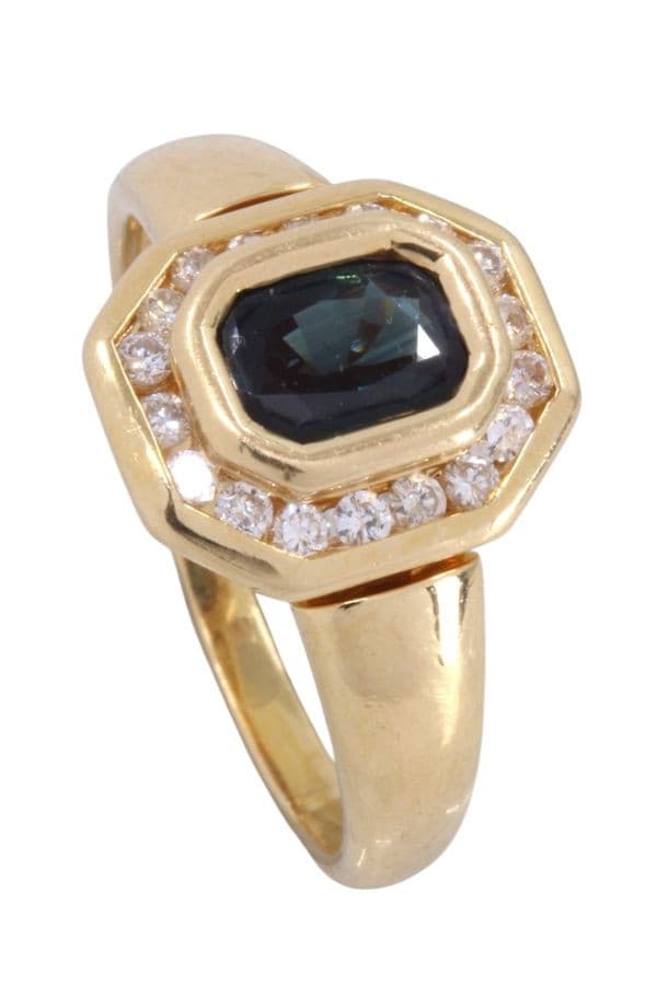 BAGUE MODERNE SAPHIR ET DIAMANTS — vue 4
