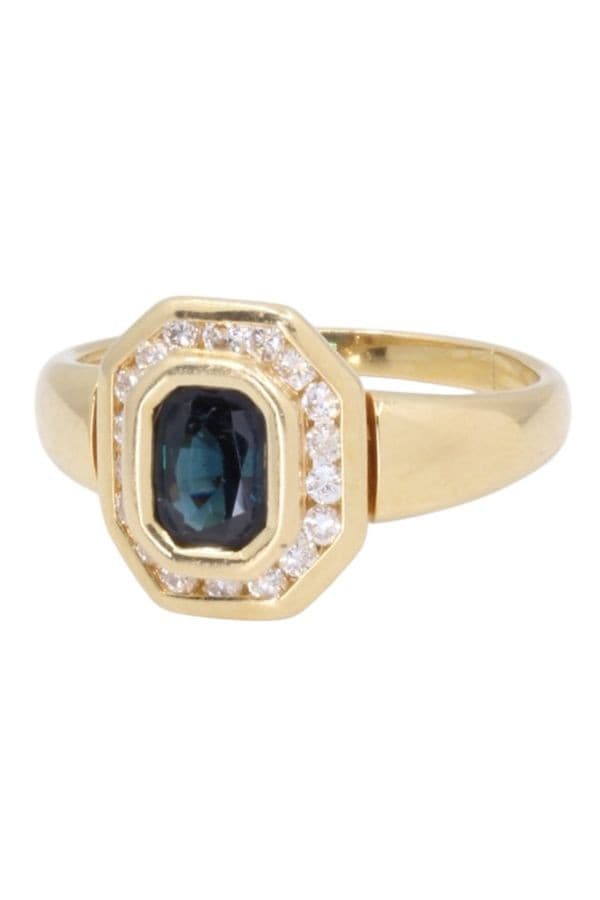 BAGUE MODERNE SAPHIR ET DIAMANTS — vue 5