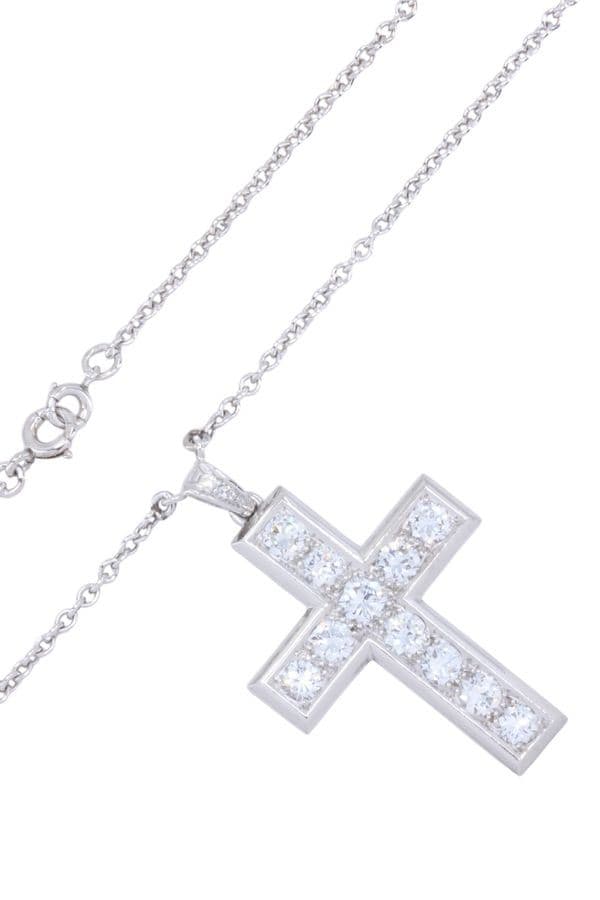 COLLIER CENTRE CROIX DIAMANTS — vue 4
