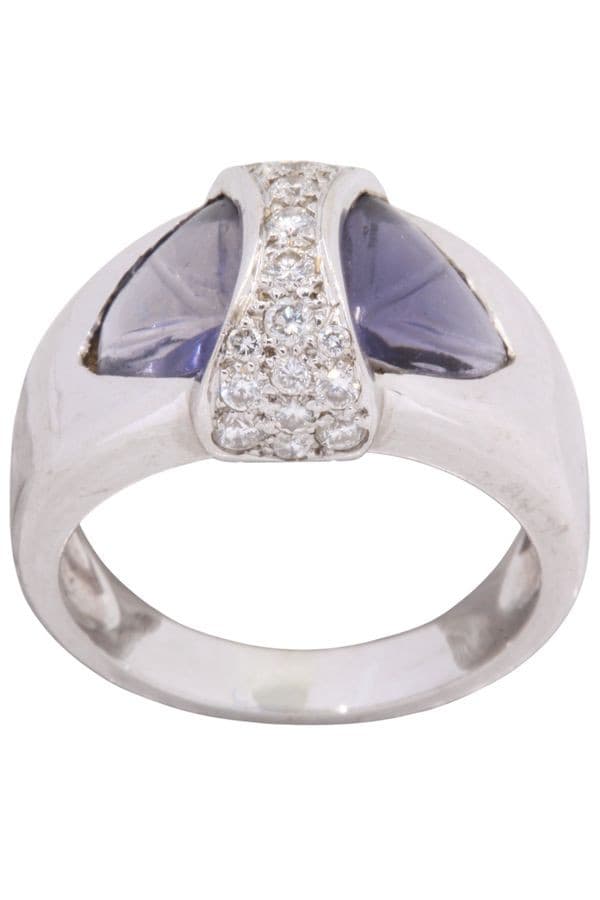 BAGUE MODERNE IOLITE DIAMANTS