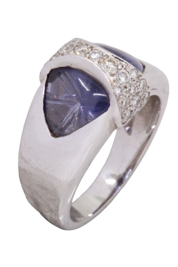 BAGUE MODERNE IOLITE DIAMANTS — vue 3