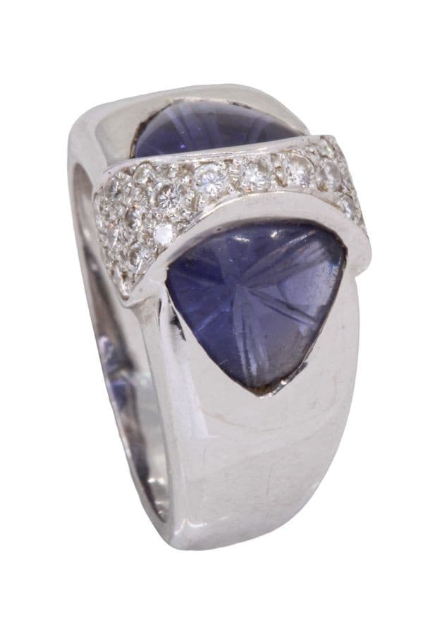 BAGUE MODERNE IOLITE DIAMANTS — vue 4