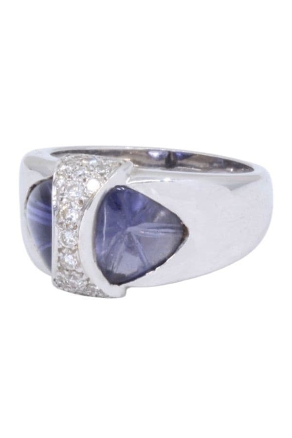 BAGUE MODERNE IOLITE DIAMANTS — vue 5
