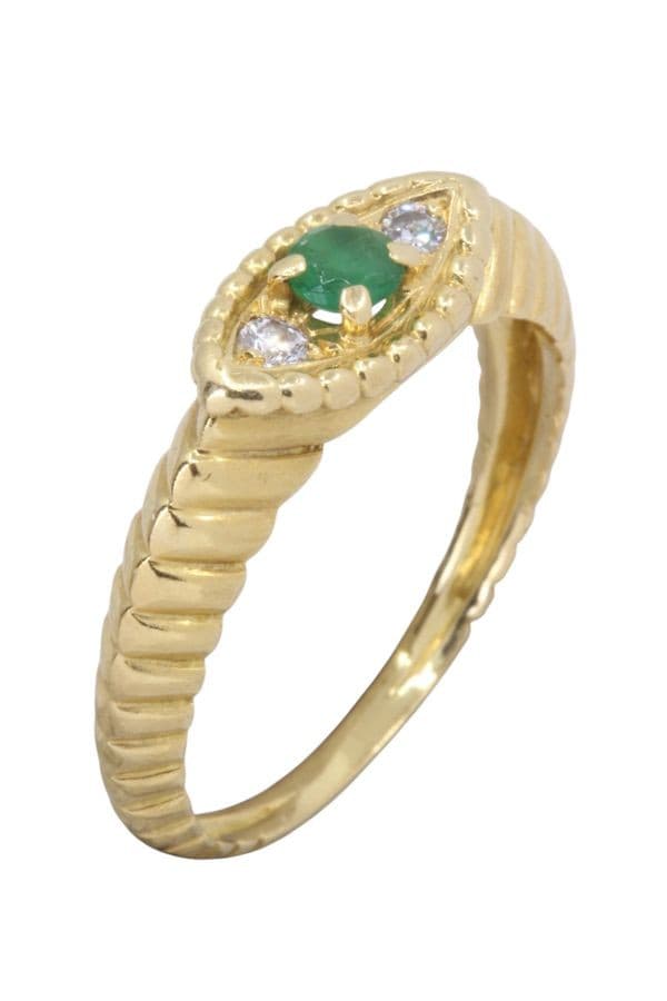 BAGUE JONC GODRON ÉMERAUDE — vue 3