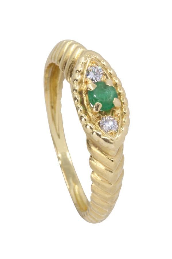 BAGUE JONC GODRON ÉMERAUDE — vue 4
