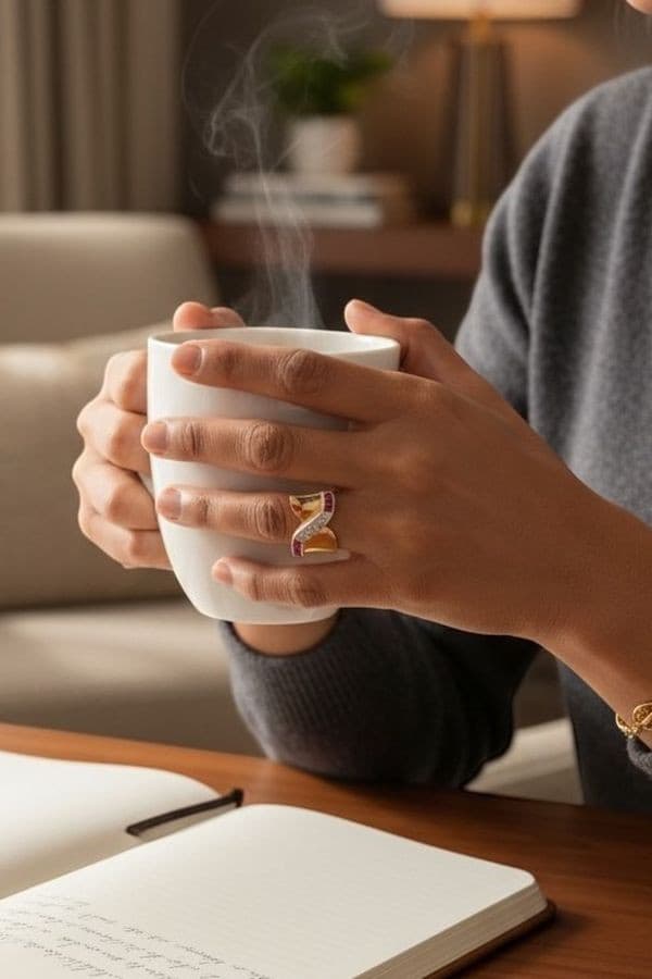 BAGUE TANK RUBIS ET DIAMANTS — vue 2
