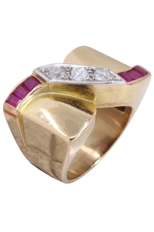 BAGUE TANK RUBIS ET DIAMANTS — vue 3
