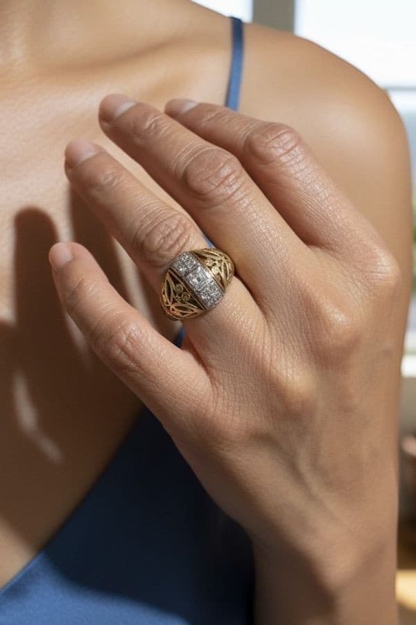 BAGUE DIAMANTS 1950' — vue 2
