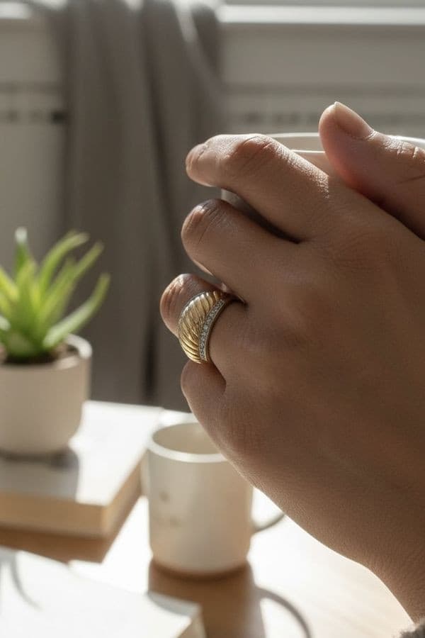 BAGUE JONC GODRON ART-DÉCO — vue 2
