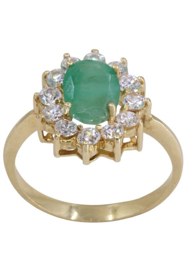 BAGUE MARGUERITE ÉMERAUDE ET DIAMANTS