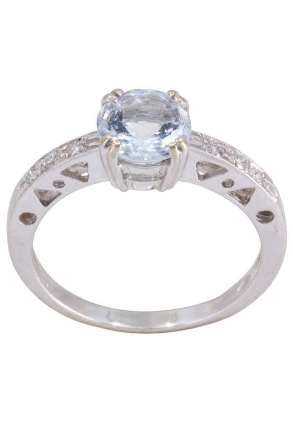 BAGUE MODERNE AIGUE-MARINE ET DIAMANTS