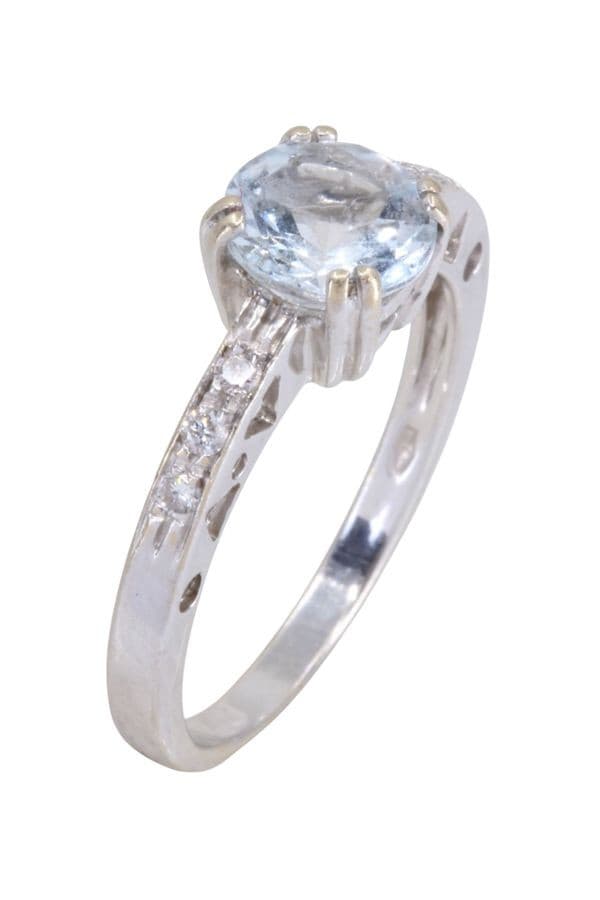 BAGUE MODERNE AIGUE-MARINE ET DIAMANTS — vue 3