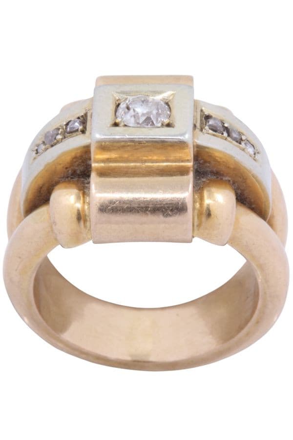 BAGUE TANK 2 ORS DIAMANTS — vue 1