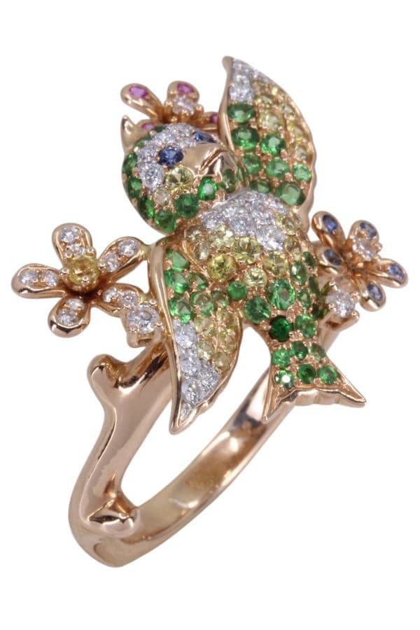 BAGUE OISEAU DIAMANTS — vue 3