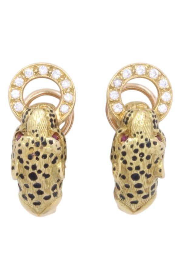BOUCLES D'OREILLES PANTHÈRE RUBIS ET DIAMANTS