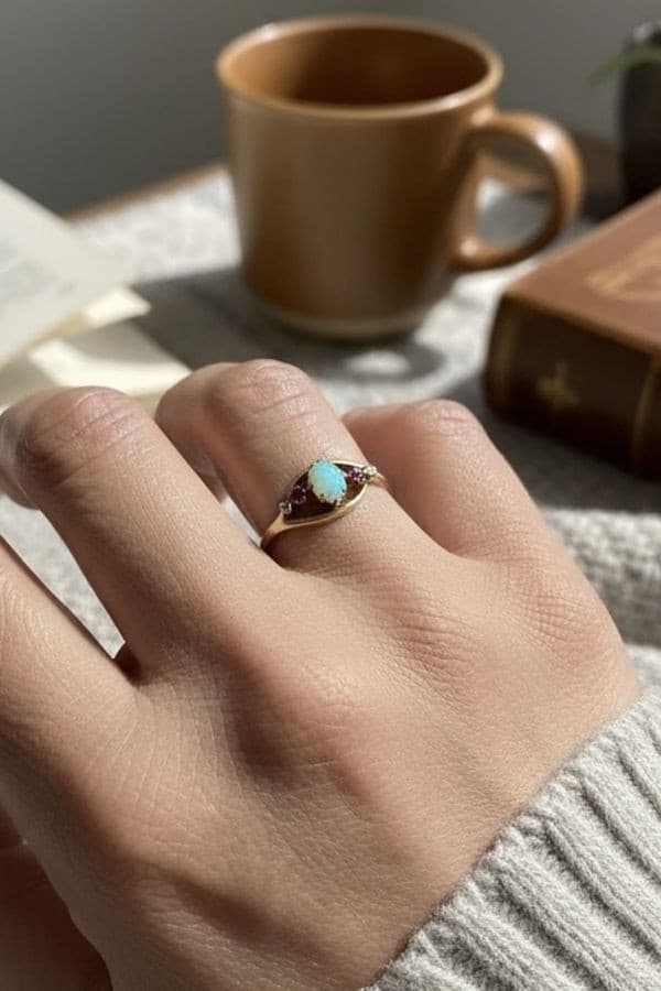 BAGUE OPALE ANCIENNE — vue 2