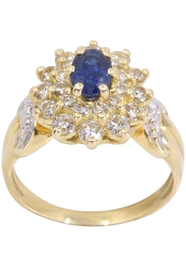 BAGUE MARGUERITE SAPHIR ET DIAMANTS